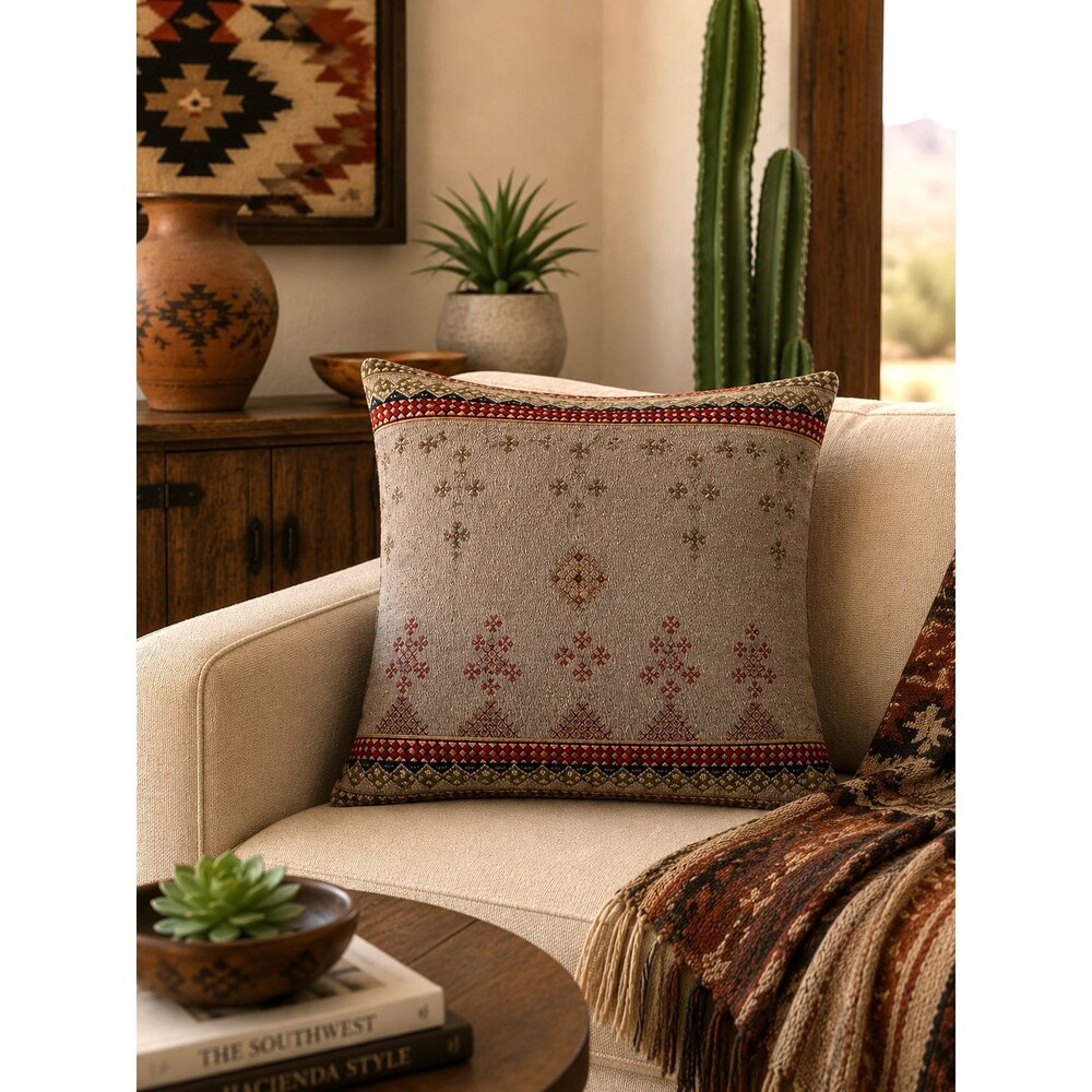 NEW Sundance Wool Square Pillow Cover 20x20 Southwestern Aztec Tribal Grey Red